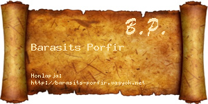 Barasits Porfir névjegykártya
